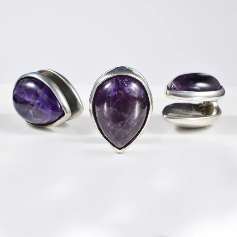Spade Ear Weight with Amethyst Crystal - Image 4