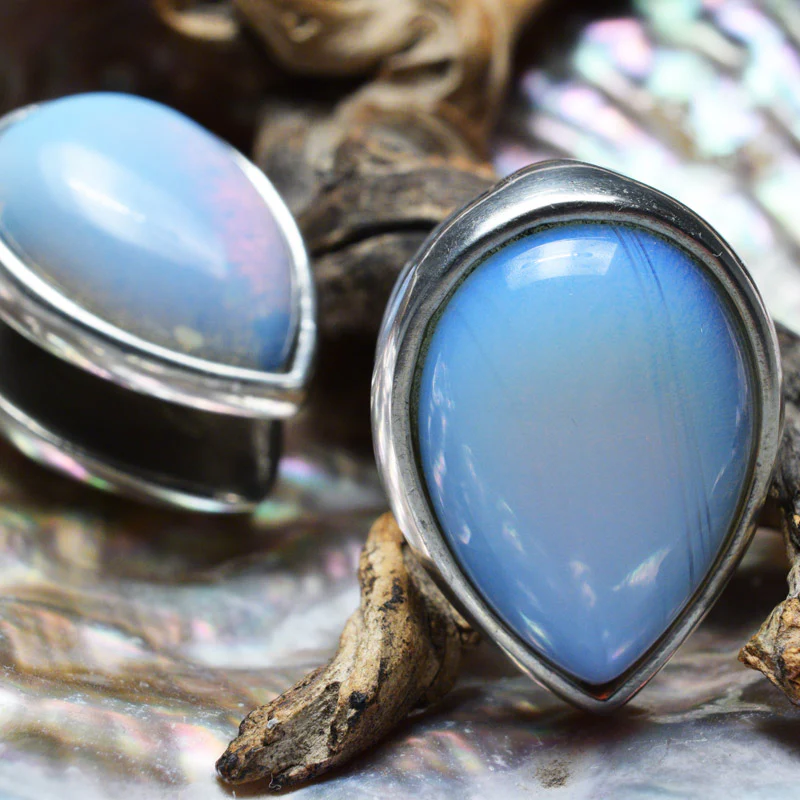 Spade Ear Weights with Opalite - Image 2