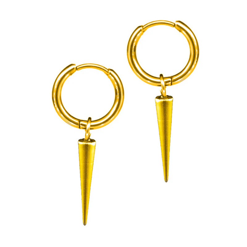 Steel Clicker Hoops with Hanging Spike in Gold - Image 2