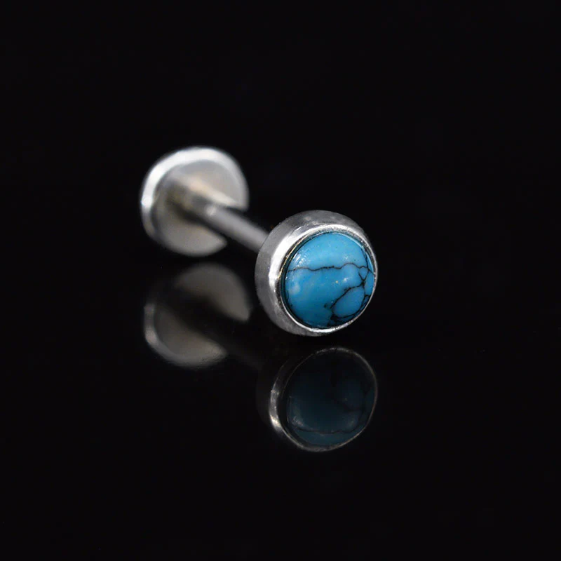 Steel Labret with Turquoise Stone