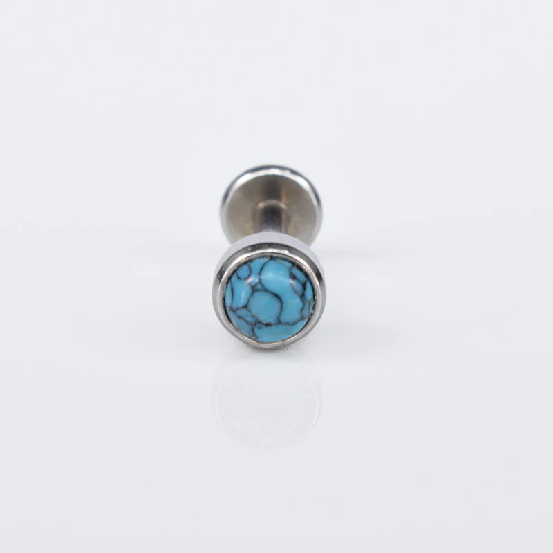 Steel Labret with Turquoise Stone - Image 2