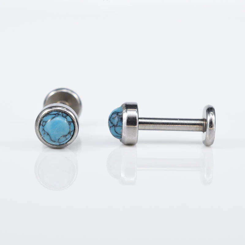 Steel Labret with Turquoise Stone - Image 3
