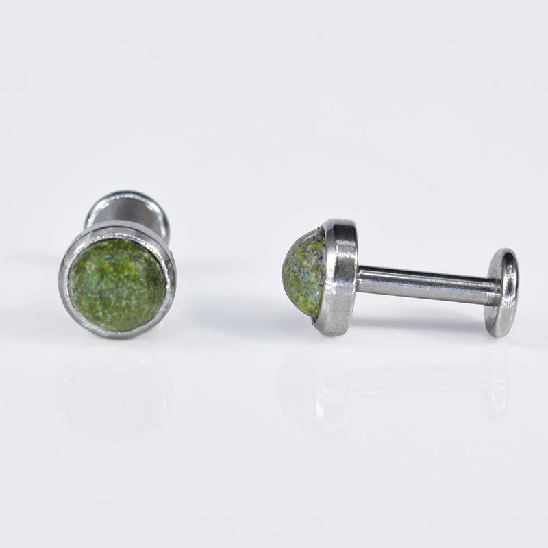 Steel Labret with Jade Stone - Image 2
