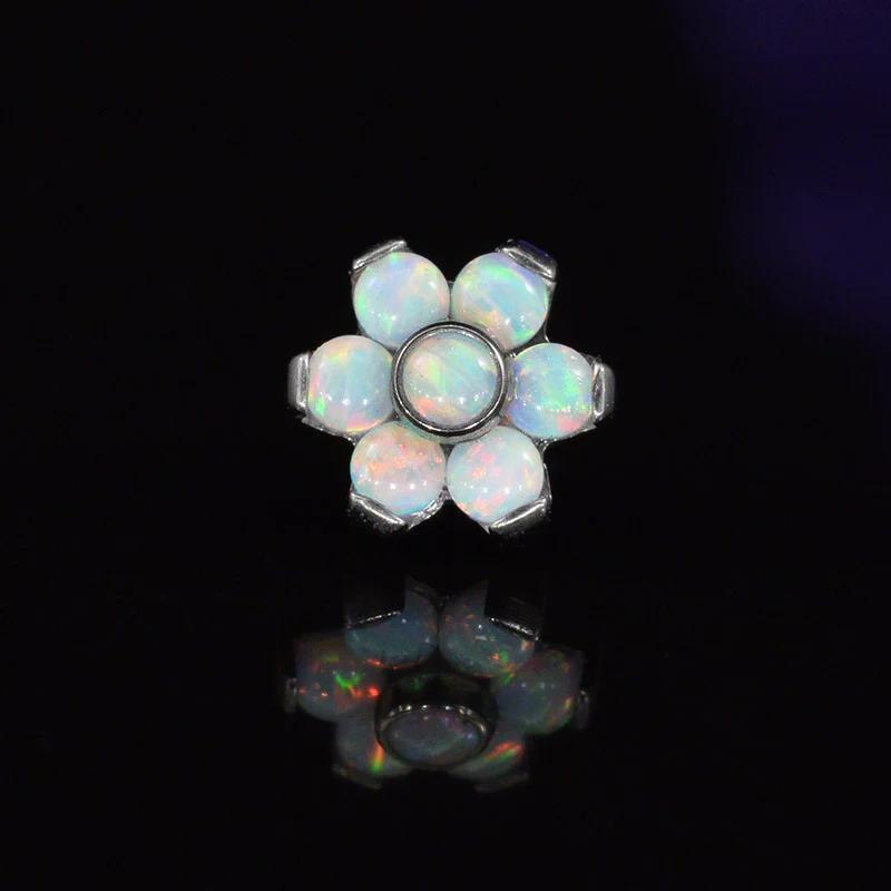 Threadless Titanium Piercing End with Opal Cluster