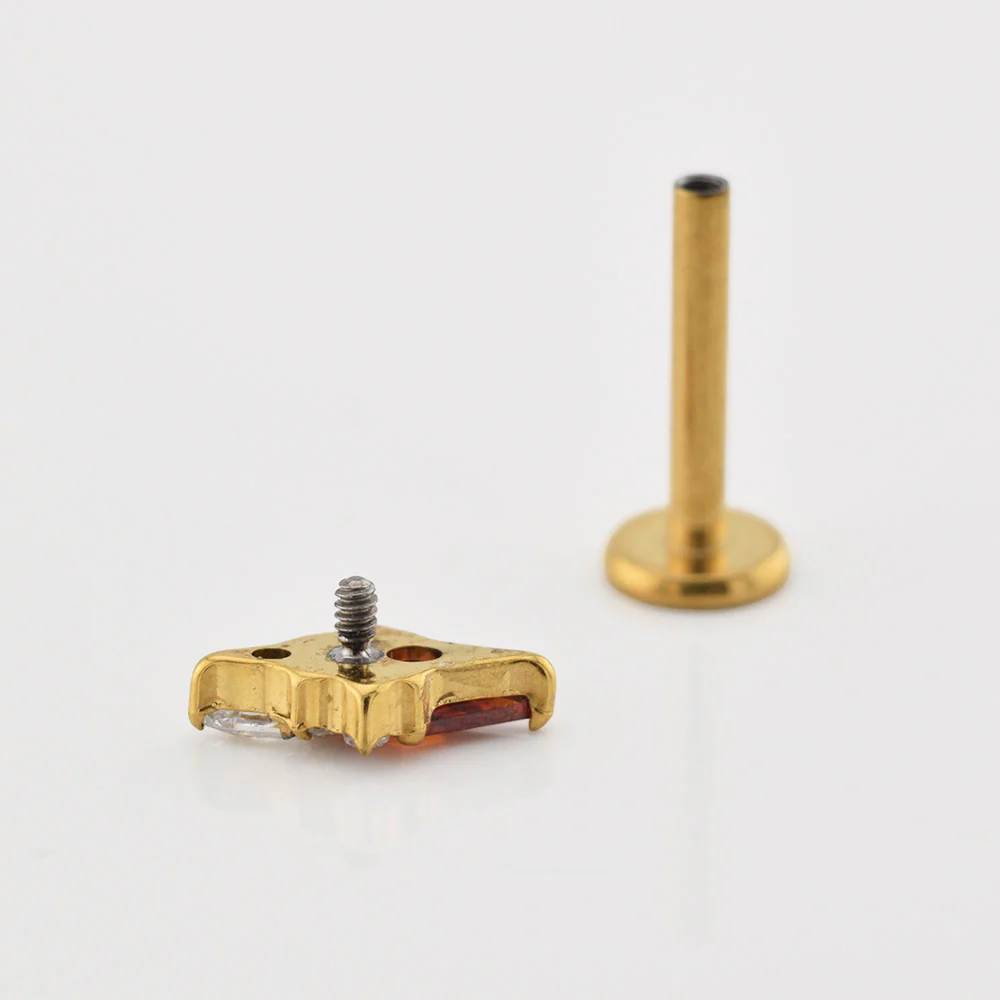 'Rajanya' Titanium Labret with Garnet Red Marquise and CZ Cluster - Image 3
