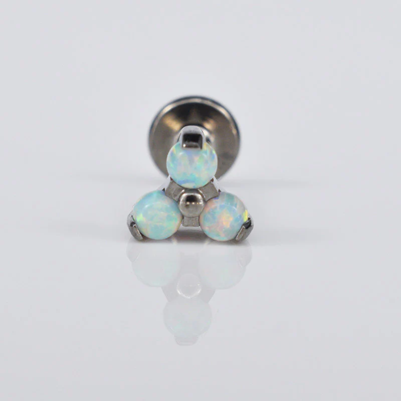 Titanium Labret with White Opal Trinity - Image 2