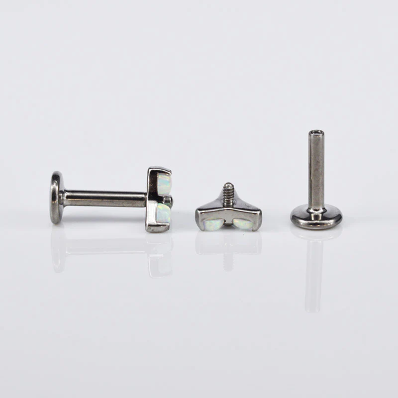 Titanium Labret with White Opal Trinity - Image 3