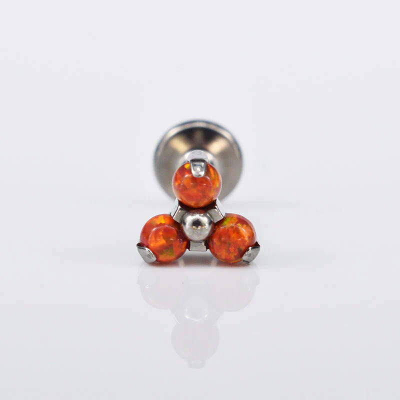 Titanium Labret with Red Opal Trinity - Image 2