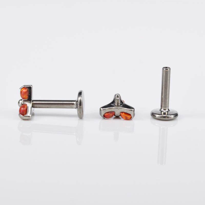 Titanium Labret with Red Opal Trinity - Image 3