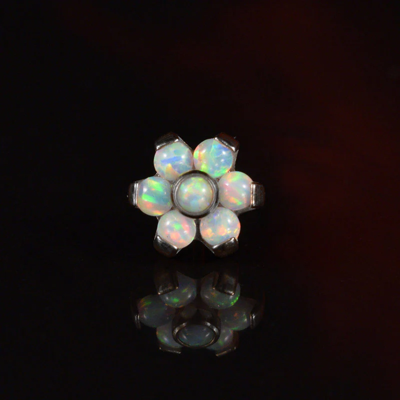 Titanium Threadless Labret with Opals