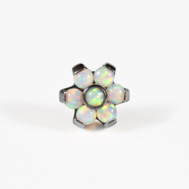 Titanium Threadless Labret with Opals - Image 3