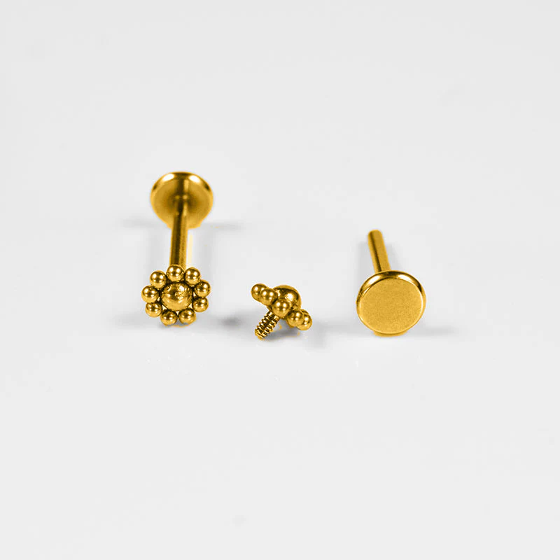 Tribal Dot Design Labret in Gold - Image 2