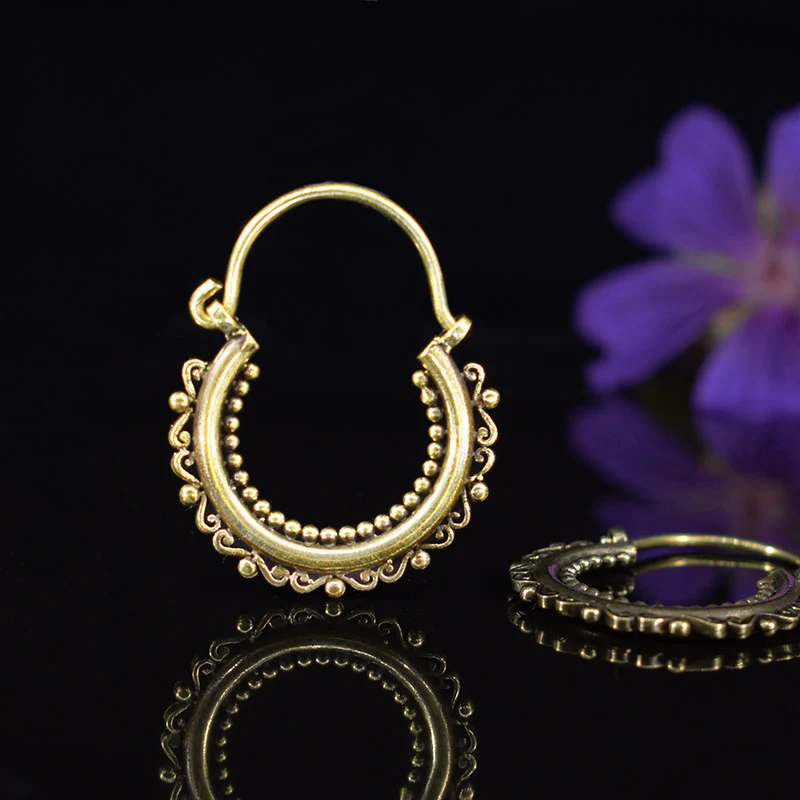 Tribal Hoop Earrings with Outer Flourish