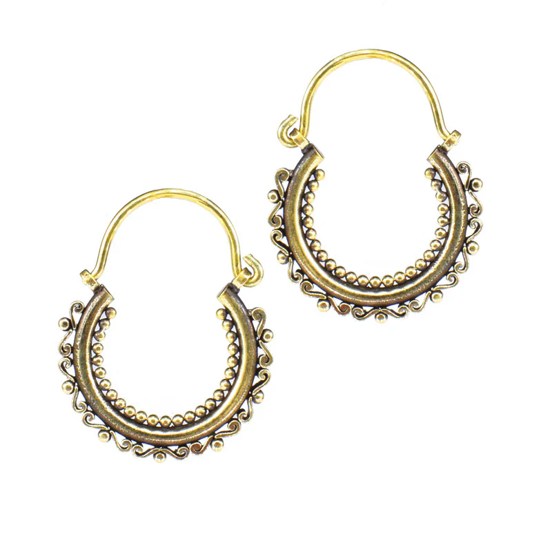 Tribal Hoop Earrings with Outer Flourish - Image 2