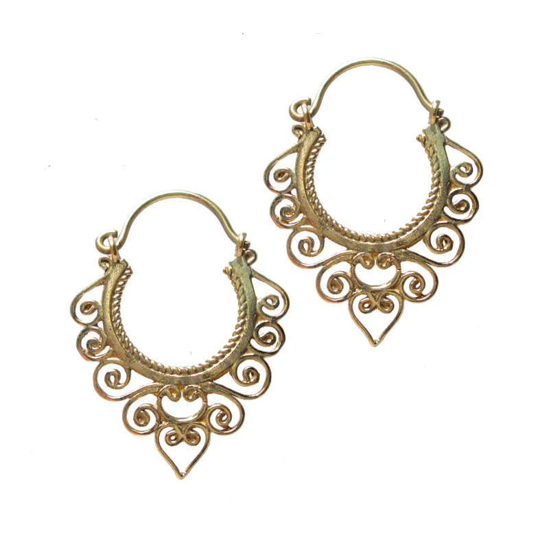 Tribal Indian Brass Earrings - Image 2