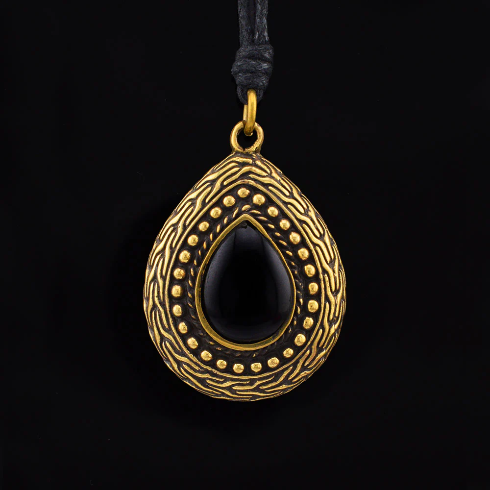 Tribal Onyx Teardrop Pendant
