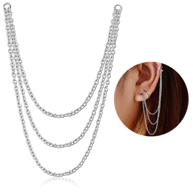 Triple Connecting Chain for Ear Piercings - Image 2