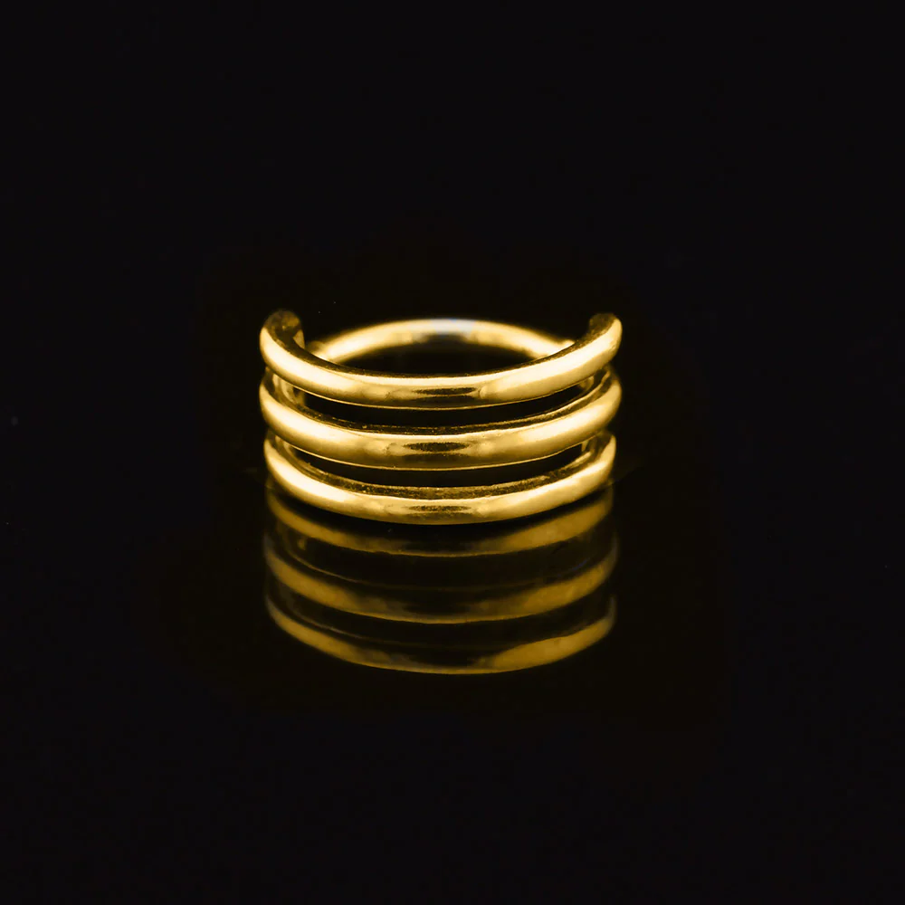 Triple Hoop Clicker RIng in Gold