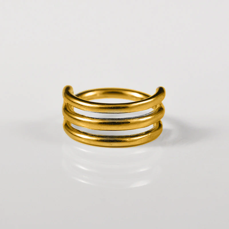 Triple Hoop Clicker RIng in Gold - Image 2
