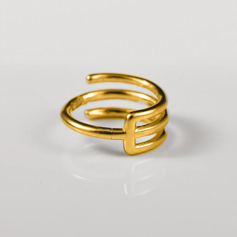 Triple Hoop Clicker RIng in Gold - Image 3