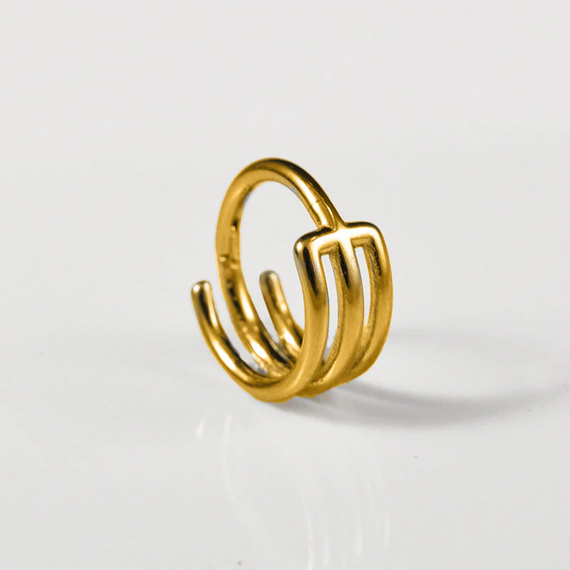 Triple Hoop Clicker RIng in Gold - Image 4
