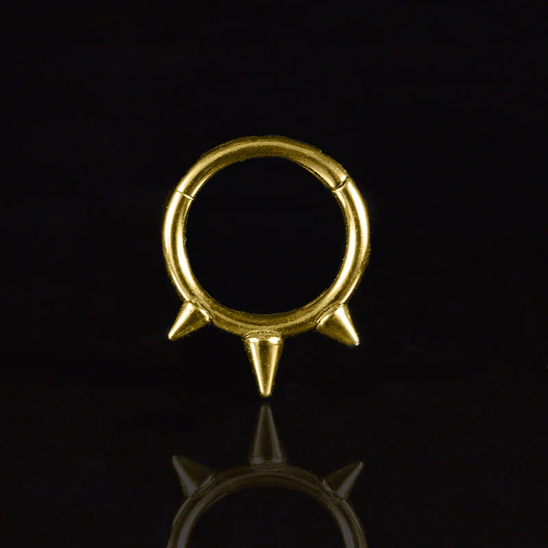 Triple Spike Hinged Segment Ring in Gold