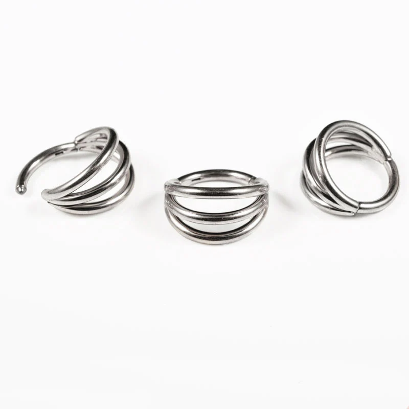 Triple Stack Septum Ring in Steel - Image 2