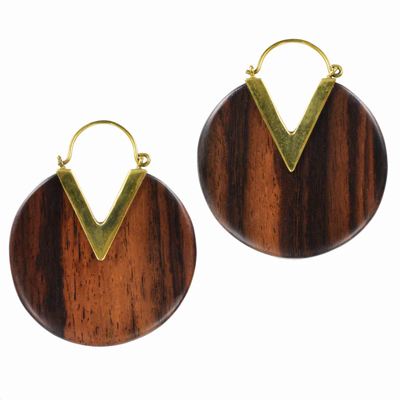 Wooden Disc Earrings - Image 2
