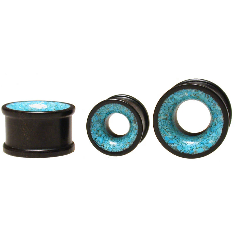 Wooden Ear Tunnels with Turquoise - Image 2