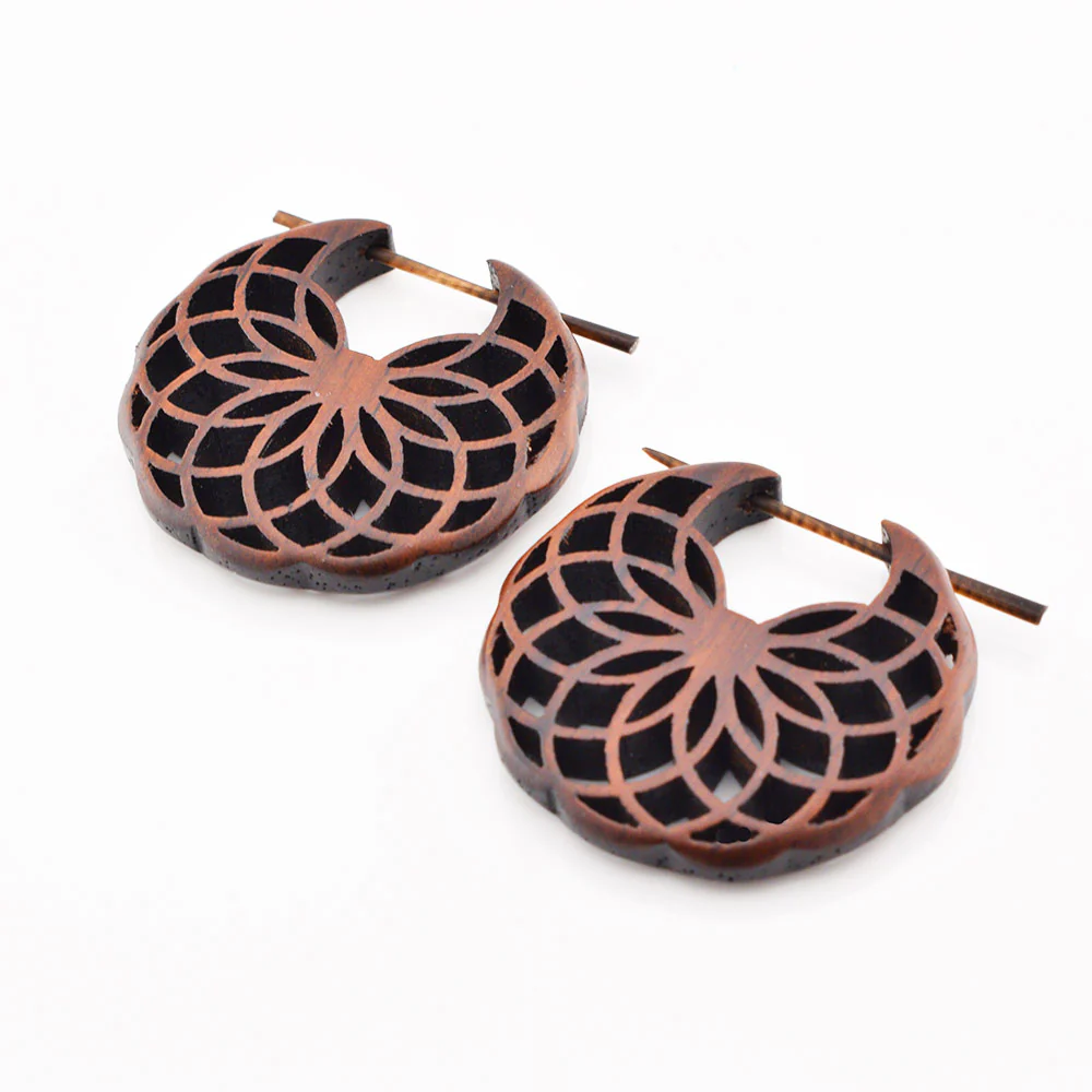 Wooden Flower 'Stick' Earrings - Image 2