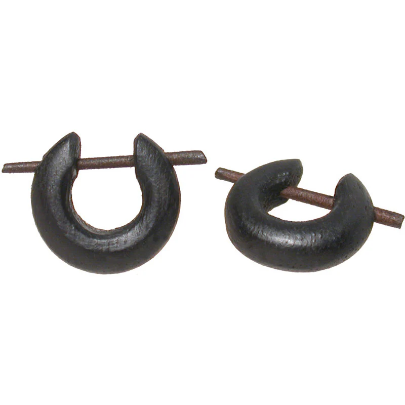 Wooden Hoop Tribal Earrings 'Mawar' - Image 3