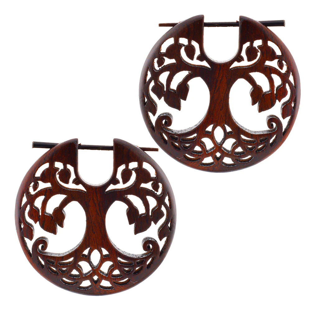 Wooden 'Tree of Life' Stick Earrings - Image 2