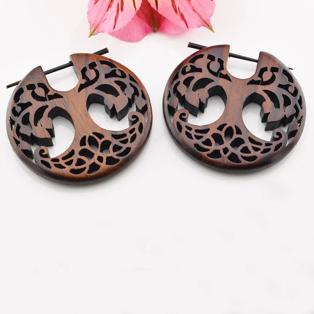Wooden 'Tree of Life' Stick Earrings - Image 3